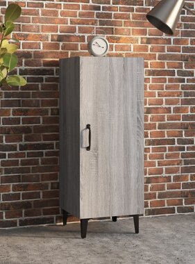 VidaXL Dressoir 34,5x34x90 cm bewerkt hout grijs sonoma eikenkleurig