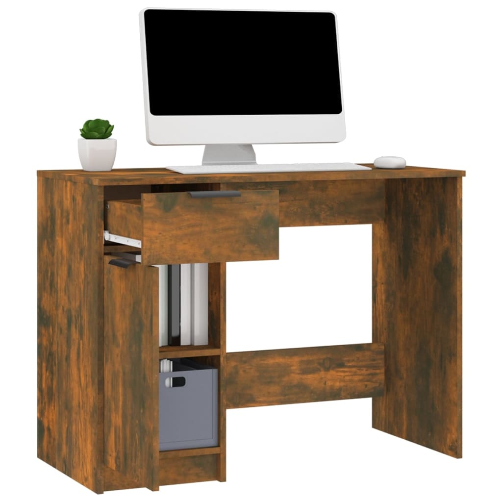 VidaXL Bureau 100x50x75 cm bewerkt hout gerookt eikenkleurig