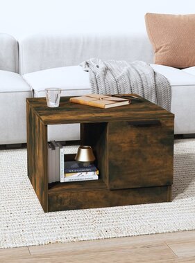 VidaXL Salontafel 50x50x36 cm bewerkt hout gerookt eikenkleurig