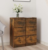 VidaXL Dressoirs 2 st 30x30x70 cm bewerkt hout gerookt eikenkleurig