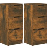 VidaXL Dressoirs 2 st 30x30x70 cm bewerkt hout gerookt eikenkleurig
