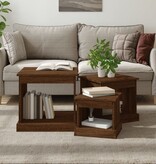 VidaXL 3-delige Salontafelset bewerkt hout bruin eikenkleur
