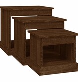 VidaXL 3-delige Salontafelset bewerkt hout bruin eikenkleur