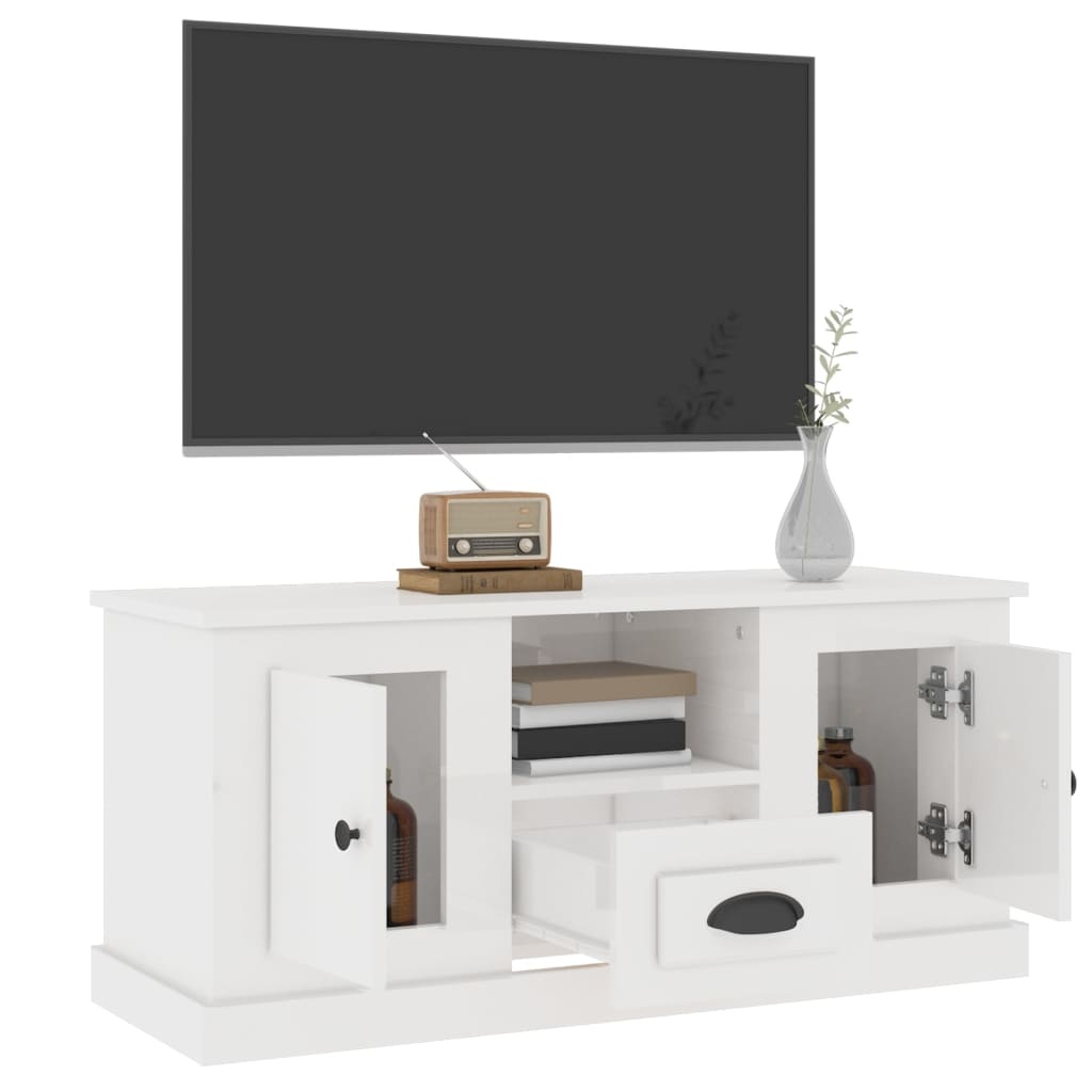 VidaXL Tv-meubel 100x35,5x45 cm bewerkt hout hoogglans wit