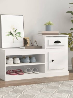 VidaXL Schoenenkast 100x42x60 cm bewerkt hout hoogglans wit