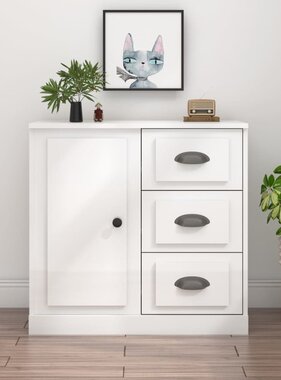 VidaXL Dressoir 70x35x67,5 cm bewerkt hout hoogglans wit