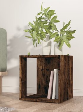 VidaXL Bijzettafel 33x33x34,5 cm bewerkt hout gerookt eikenkleurig