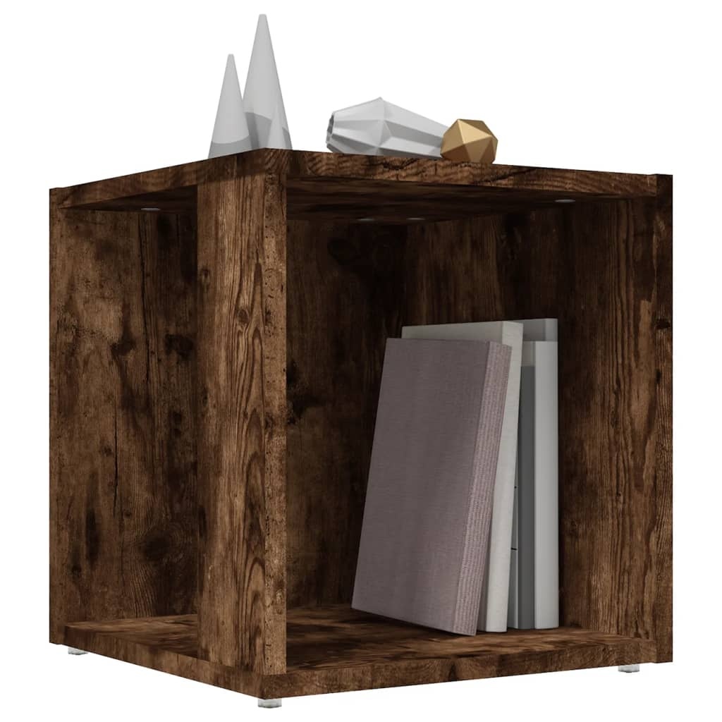 VidaXL Bijzettafel 33x33x34,5 cm bewerkt hout gerookt eikenkleurig