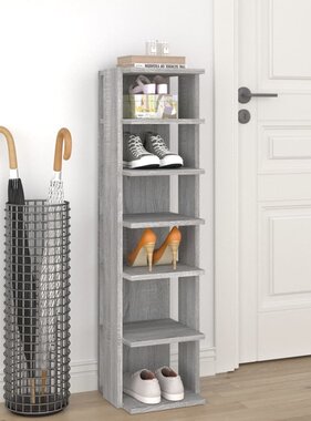 VidaXL Schoenenrek 27,5x27x102 cm bewerkt hout grijs sonoma