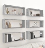VidaXL Wandschappen kubus 6 st 60x15x23 cm bewerkt hout grijs sonoma