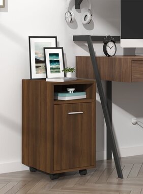 VidaXL Bijzetkast met wielen 33x38x60 cm bewerkt hout bruineikenkleur