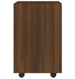 VidaXL Bijzetkast met wielen 33x38x60 cm bewerkt hout bruineikenkleur