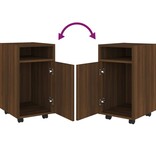 VidaXL Bijzetkast met wielen 33x38x60 cm bewerkt hout bruineikenkleur