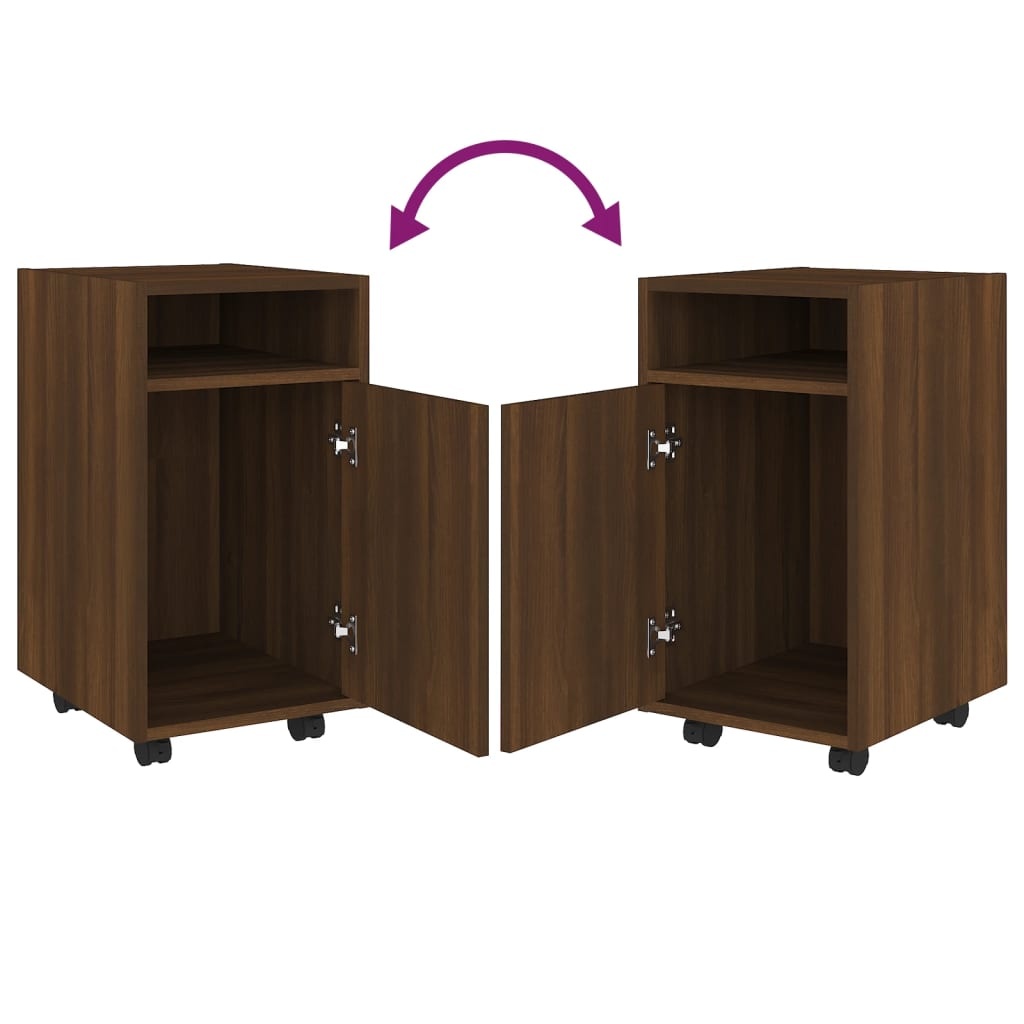 VidaXL Bijzetkast met wielen 33x38x60 cm bewerkt hout bruineikenkleur