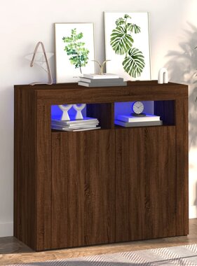 VidaXL Dressoir met LED-verlichting 80x35x75 cm bruin eiken