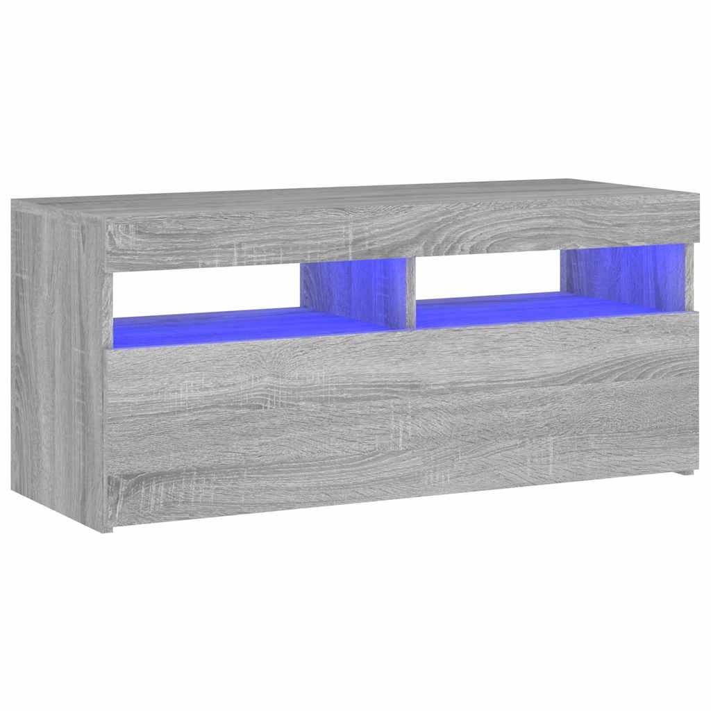 VidaXL Tv-meubel met LED-verlichting 90x35x40 cm grijs sonoma eiken