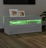 VidaXL Tv-meubel met LED-verlichting 90x35x40 cm grijs sonoma eiken