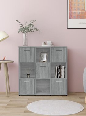 VidaXL Boekenkast 90x30x90 cm bewerkt hout grijs sonoma eikenkleurig