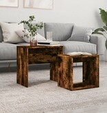 VidaXL 2-delige Tafeltjesset bewerkt hout gerookt eikenkleurig