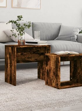 VidaXL 2-delige Tafeltjesset bewerkt hout gerookt eikenkleurig