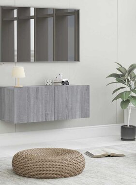 VidaXL Tv-meubel 80x30x30 cm bewerkt hout grijs sonoma eikenkleurig