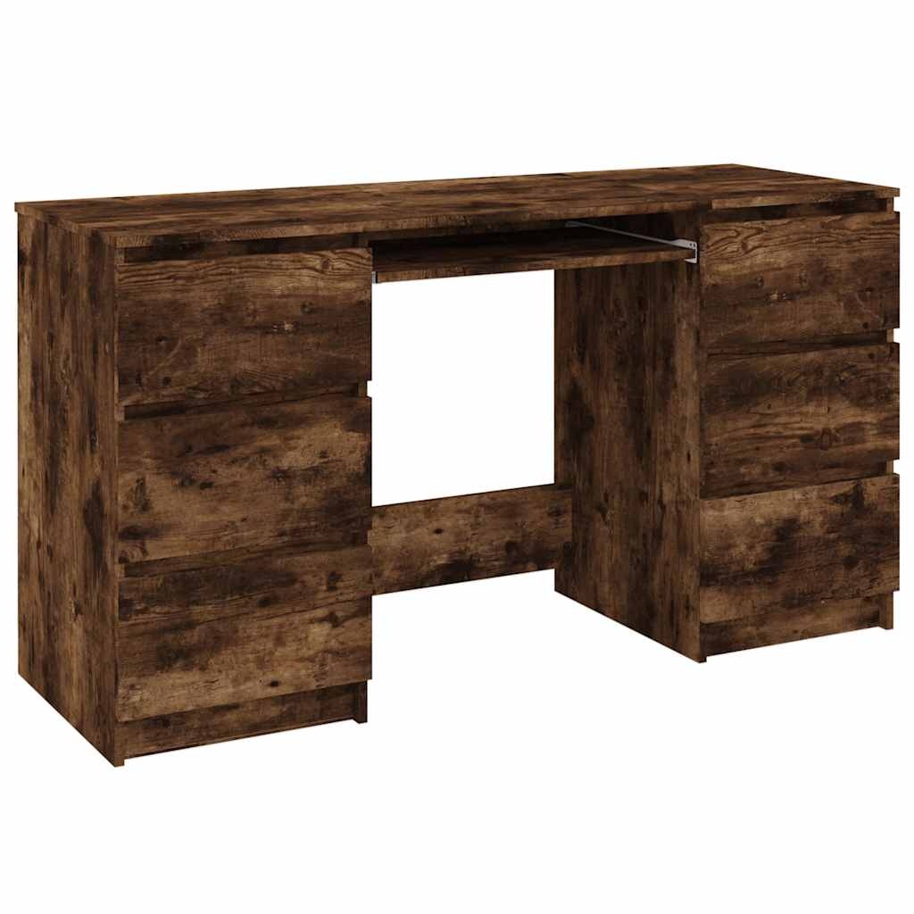 VidaXL Bureau 140x50x77 cm bewerkt hout gerookt eikenkleurig