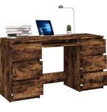VidaXL Bureau 140x50x77 cm bewerkt hout gerookt eikenkleurig