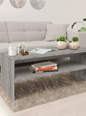 VidaXL Salontafel 100x40x40 cm bewerkt hout grijs sonoma eikenkleurig