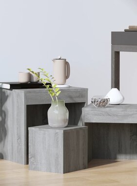VidaXL 3-delige Tafeltjesset bewerkt hout grijs sonoma eikenkleurig