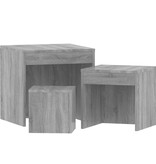 VidaXL 3-delige Tafeltjesset bewerkt hout grijs sonoma eikenkleurig