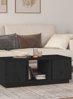 VidaXL Salontafel 110x50x40 cm massief grenenhout zwart
