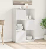 VidaXL Hoge kast 74x35x117 cm massief grenenhout wit