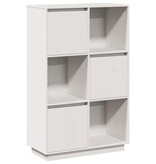 VidaXL Hoge kast 74x35x117 cm massief grenenhout wit