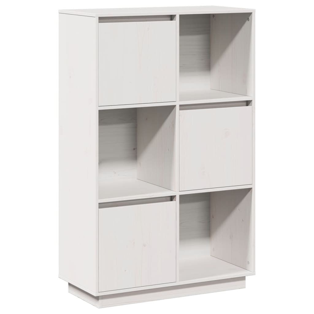 VidaXL Hoge kast 74x35x117 cm massief grenenhout wit