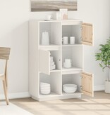 VidaXL Hoge kast 74x35x117 cm massief grenenhout wit