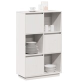 VidaXL Hoge kast 74x35x117 cm massief grenenhout wit