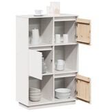 VidaXL Hoge kast 74x35x117 cm massief grenenhout wit