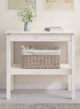 VidaXL Wandtafel 80x40x75 cm massief grenenhout wit