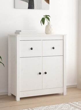 VidaXL Dressoir 70x35x80 cm massief grenenhout wit