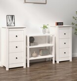 VidaXL Dressoirs 2 st 40x35x80 cm massief grenenhout wit