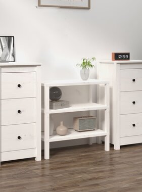 VidaXL Dressoirs 2 st 40x35x80 cm massief grenenhout wit