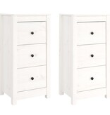 VidaXL Dressoirs 2 st 40x35x80 cm massief grenenhout wit