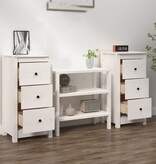 VidaXL Dressoirs 2 st 40x35x80 cm massief grenenhout wit