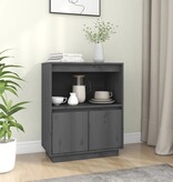 VidaXL Dressoir 60x34x75 cm massief grenenhout grijs