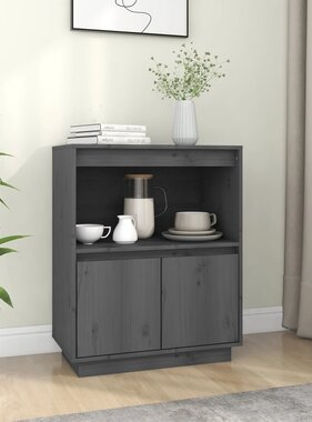 VidaXL Dressoir 60x34x75 cm massief grenenhout grijs
