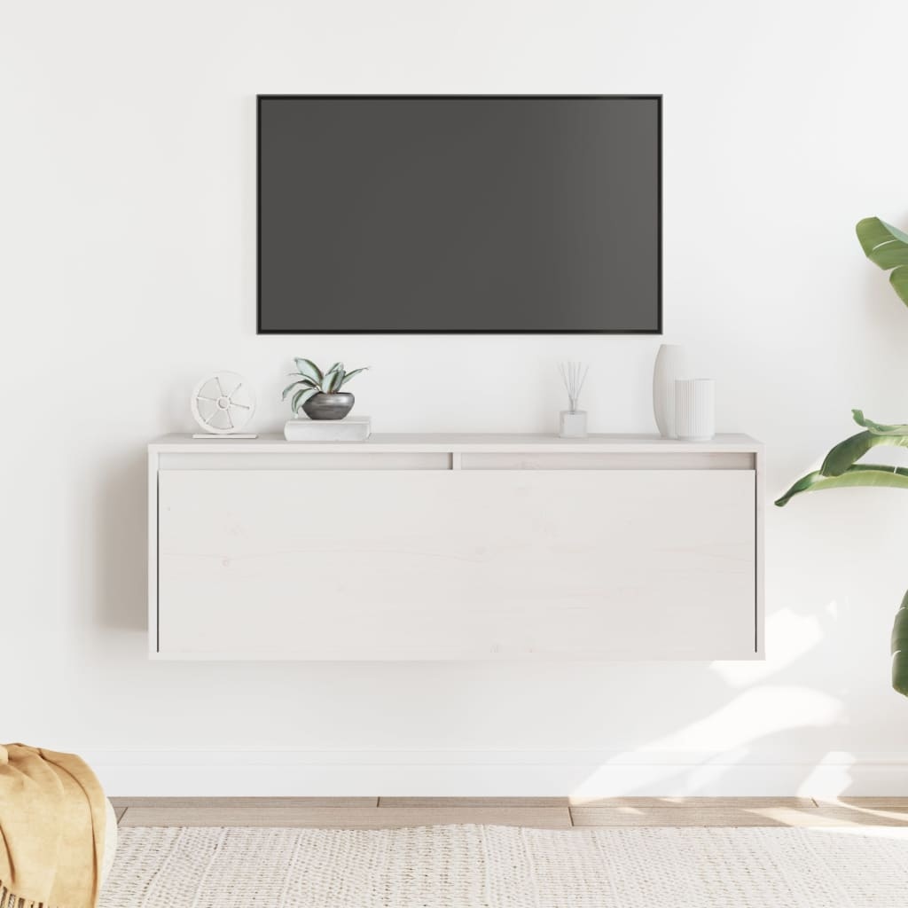 VidaXL Wandkast 100x30x35 cm massief grenenhout wit