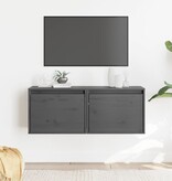 VidaXL Wandkasten 2 st 45x30x35 cm massief grenenhout grijs