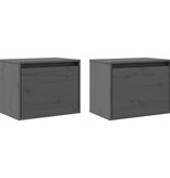 VidaXL Wandkasten 2 st 45x30x35 cm massief grenenhout grijs
