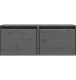 VidaXL Wandkasten 2 st 45x30x35 cm massief grenenhout grijs