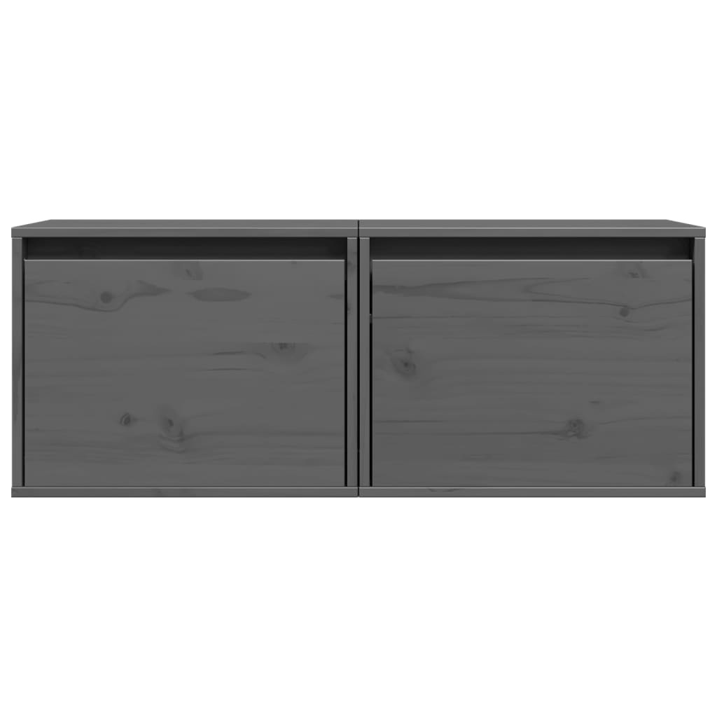 VidaXL Wandkasten 2 st 45x30x35 cm massief grenenhout grijs